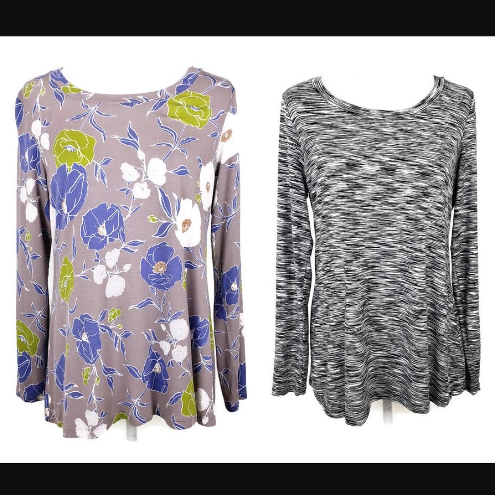 LOGO Lori Goldstein 2 pc Bundle Long Sleeve Shirts sz S